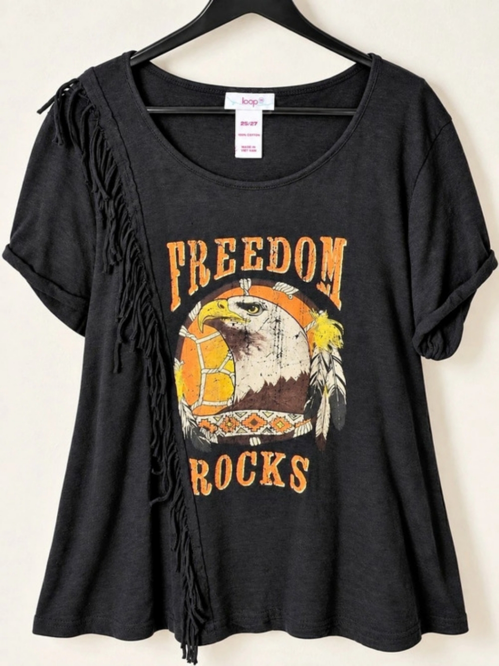 Loop 18 Women's Freedom Rocks Fringe Tee
